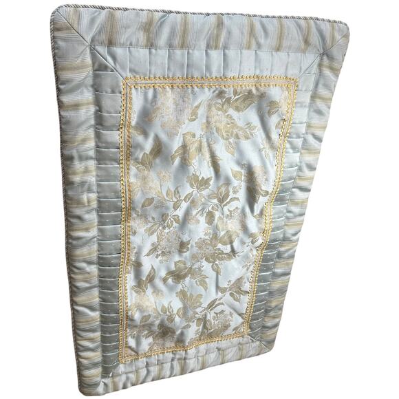 Croscill King Pillow Case 37 x 21 Blue Gold Floral Decor Shabby Chic Cottage - Picture 1 of 7